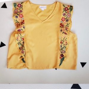 Isa & Ella Yellow Embroidered Blouse